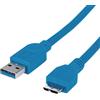 Manhattan Cavo USB 3.0 SuperSpeed A/Micro B M/M 1 m Blu in Blister