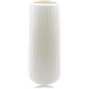 CiciIng Vaso in Ceramica Bianco per Erba Pampa e Fiori - Moderno, a Coste Con Smalto, Alto 20 cm - Stile Boho per Casa, Soggiorno, Tavolo da Pranzo, Ufficio - per Fiori Freschi e Secchi