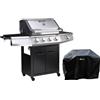 Habitat Et Jardin - Barbecue a gas Bingo 5 - 5 piastre di cui 1 laterale - 15.2kW + Fodera di protezione -Nero