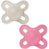 Mam 2pz Ciuccio Start Nanò in Caucciù Bio-Circolare Naturale 0-2m - Bianco e Rosa
