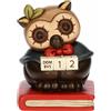 THUN, Calendario Laurea con Gufo Lucky in Ceramica Decorata a Mano, 8.2 x 8 x 10.5 cm h