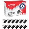 OFFICER PRODUCTS Office Products - Graffette pieghevoli da 51 mm, 12 pezzi, in metallo, colore: nero/argento, resistenti alla deformazione, graffette di carta