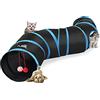 Pawaboo Tunnel per Gatti, Giocattolo Interattivo per Gatti, Giochi per Animali Domestici, Tunnel a Forma di S Gioco Interattivo con Palline di Felpa e Campanellina per Gatto - Nero