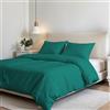 Italian Bed Linen Parure Copripiumino ELEGANT Letto Matrimoniale 100% Microfibra, Made in Italy - Set Copri Piumino - Sacco Piumone 250x200cm con Patella + 2 Federe 50x80cm, Tinta Unita - Acqua
