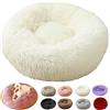 rngcpto Cesto per gatti e cani, antistress, cuscino lenitivo, sfoderabile e lavabile, letto a ciambella (50 cm, bianco)