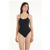 Tezenis Body Spalline Sottili In Cotone A Costine Donna Nero