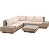 Outsunny Set da Giardino 4 Pezzi in Rattan, Divano Angolare con Cuscini e Tavolini, Marrone chiaro