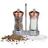 Relaxdays Macina Pepe e Sale, Set da 2, Macinaspezie con Supporto, Funzionamento Manuale, Macinino in Ceramica, Rame