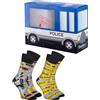 Rainbow Socks - Calzini da Auto Della Polizia per uomo e donna regalo di novità - Police Socks Box - 2 paia - Taglie EU 41-46