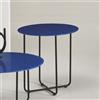 MABLOA Tavolino tondo con piano vetro temperato verniciato Blu JON 45