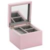 Pandora Piccolo portagioie in MDF con finta pelle di colore rosa, dimensioni: circa 16 x 16 x 11,5 cm, A004, 16x16x11,5, Legno ingegnerizzato, Senza Gemme
