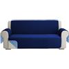 VIRSUS Copridivano Trapuntato con Braccioli a 3 Posti Double Face 590, Seduta 170 cm, Tessuto Antiscivolo e Antigraffio, Salvadivano Protezione per Cani e Gatti, Made in Italy (Blu-Azzurro)