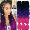 Cybelleza Treccine Africane Extension Capelli Sintetici 3pcs 60cm Extension Capelli per Treccine Africane Finti Estensioni Trecce Afro Ombre Braiding Hair, Nero & Viola & Rosa Rossa