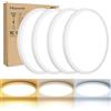 hepside 18W Plafoniera LED Soffitto [4 Pezzi], 2100LM Plafoniera 3 Colori 3000K/4000K/6500K Sottile Lampada da Soffitto Ø22cm Luce Calda Naturale Fredda IP44 per Bagno Soggiorno Camera da Letto Cucina