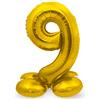 Folat 64709 Palloncino di alluminio con Base Numero Figura 9 Oro 86 cm - decorazione palloncino di elio per compleanno, anniversario