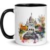 Chatcripant Tazza Parigi Torre Eiffel Francia Souvenir Tazza da viaggio Monumenti Disegno Romanticismo Eleganza Deco Caffè Città Luce Tè Regalo Arte originale Francia Romantica (Sacro Cuore)