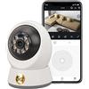 Asixxsix WiFi Telecamera di sicurezza interna, 360 gradi senza fili 1080P 5GHz Pan Tilt Home Smart Surveillance Camera Visione notturna Telecamera per animali domestici con audio a 2 vie (Spina UE)