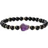 COAI Bracciale da Donna con Perle di Pietre Naturali, Bracciale Tormalina Nera e Ametista Grezza, Regalo per Lei M