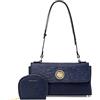 Pomelo Best Borsa a tracolla in pelle PU Borsa magnetica Button Borsa a spalla blu con porta carte da donna, blu