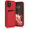 kwmobile Custodia Compatibile con Apple iPhone 12 / iPhone 12 Pro Cover - Back Case Cellulare con Slot Porta Carte - Morbida in Silicone TPU rosso