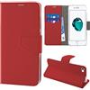 N NEWTOP Cover Compatibile con Apple iPhone 7/8 / SE 2020/2022, HQ Lateral Custodia Libro Flip Chiusura Magnetica Portafoglio Simil Pelle Stand (Rosso)