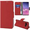 N NEWTOP Cover Compatibile per Samsung Galaxy S10 (4G), HQ Lateral Custodia Libro Flip Magnetica Portafoglio Simil Pelle Stand Protettiva (Rosso)