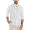 Giosal Camicia Uomo Lino Tinta Unita Collo Coreano Sartoriale Bottini Anteriori e Polsini Made in Italy (XXL, Bianco)