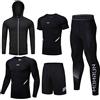 JEELINBORE Abbigliamento Running da Uomo, 5 Pezzi Set Completi Sportivi Leggings Compressione Fitness Pantaloncini Corsa T Shirt Sportive - Stile #4, XL