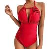 KBRPEY Costume Intero Donna Halter Monokini One Piece Vita Alta Modellante Body Mare Contenitivo Swimwear Elegante Tankini Costume da Bagno Senza Schienale Sexy Beachwear