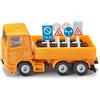 Siku 322, Camion con cartelli stradali, Metallo,Plastica, Arancione, Con 8 cartelli stradali