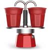 Bialetti Caffettiera Mini Express con 2 bicchieri rossa