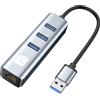 Techly Professional Adattatore Convertitore USB tipo A a RJ45 Gigabit con Hub 3 Porte USB 5 Gbps