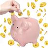 XFLYP Porcellino salvadanaio, Bambini Salvadanaio con Simpatica forma di maiale in ceramica, Regalo per Adulti e Bambini, Great Home Bambini Decorazione Camera da Letto (Rosa)