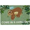 relaxdays Zerbino, in Cocco, "Come in & Hang out", Disegno di Un Bradipo, Tappeto Indoor e Outdoor, 60x40, Verde/Marrone