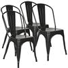 YJIIJY - Set di 4 sedie impilabili in metallo, stile industriale, per bar, caffè, ristorante, colore: nero