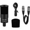 Audibax AT2020 - Microfono a Condensatore da Studio - Include Cavo XLR, Clip di Montaggio e Parabrezza - Risposta in Frequenza 50 Hz/20 KHz - Microfono Professionale con Schema Polare Cardioide