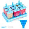 Ansmio - Stampo per ghiaccioli per gelati, 9 stampi per ghiaccioli, riutilizzabili, per fai da te, con pennello per la pulizia e imbuto pieghevole in silicone
