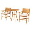 Outsunny Set da Giardino 3 Pezzi in Legno di Pino con Tavolo Rotondo Ø68x78 cm e 2 Sedie 55x52x87.5 cm con Cuscini|Aosom