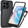 SEAHAI Trasparente Cover per Honor X8a, [Protezione Schermo Integrata] Rugged Custodia Full Body Antiurto Rigida PC + TPU Sottile Bumper Silicone Case - Nero