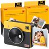 KODAK Mini Shot 3 Retro 4PASS 2-in-1 Fotocamera istantanea e stampante fotografica portatile (7,6 x 7,6 cm) + confezione con 68 fogli, bianco