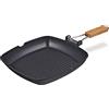 Relaxdays Bistecchiera Antiaderente da 28 cm, per Fornello a Induzione, Manico Pieghevole, Padella in Alluminio, Nero