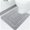 Homaxy - Tappeto da bagno in microfibra, antiscivolo, morbido, con taglio 50 x 60 cm, assorbente, lavabile, per WC, grigio