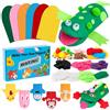 WATINC 6Pz marionette a mano Kit bambini DIY Art Craft Set di decorazioni in feltro Giochi di ruolo Burattini Divertenti Giochi, Glitter Palla Pompon Wiggle Googl Occhi, fai-da-te Burattini a mano
