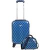 SKPAT - 2 pc Set Cabin valigia e toilet bag Small Suitcase 20(55x40x20 cm), ABS, rigido e resistente 4 ruote, confortevole e leggero, combination Lock 66450B, Color Jeans