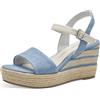 MARCO TOZZI Sandali Donna con Tacco a Zeppa con Cinturino Regolabile Vegani, Blu (Jeans Comb), 40 EU