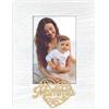 Generic Cornice in Legno Bianco 'Amore di Mamma' 10x15 - Portafoto da Tavolo Verticale con Cuore Decorativo - Idea Regalo per Festa della Mamma, Compleanno Mamma e regalo nonna
