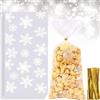 BELSVOR 100 pezzi Sacchetti Biscotti Natale, 100 Sacchetti per Biscotti Natalizi e 200 Nastri Dorati, Sacchetti per biscotti natalizi per conservare Caramelle/Biscotti/Cioccolato/Biscotti/Noci