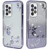 BAOJAY Compatibile per Samsung Galaxy A52s 5G Silicone Case [Glitter Bling Cover Glitter Clear View,Custodia Trasparente Antiurto regali per ragazze e signoreo-Viola