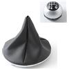 Car Passion Cuffia Leva Cambio Manuale + Pomello + Ghiera Cromata Interna e Esterna Telaio Compatibile con Fiat 500 2007> Cuciture Nere 5 Marce Set Completo Ricambio Auto (Cuffia + Pomello Satinato)