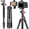 CAMBOFOTO Treppiede per fotocamera professionale da 74''/188 cm, treppiede portatile da 188 cm/monopiede da 191 cm, testa a sfera intercambiabile da 3/8 a 360 gradi, treppiede in alluminio con piast